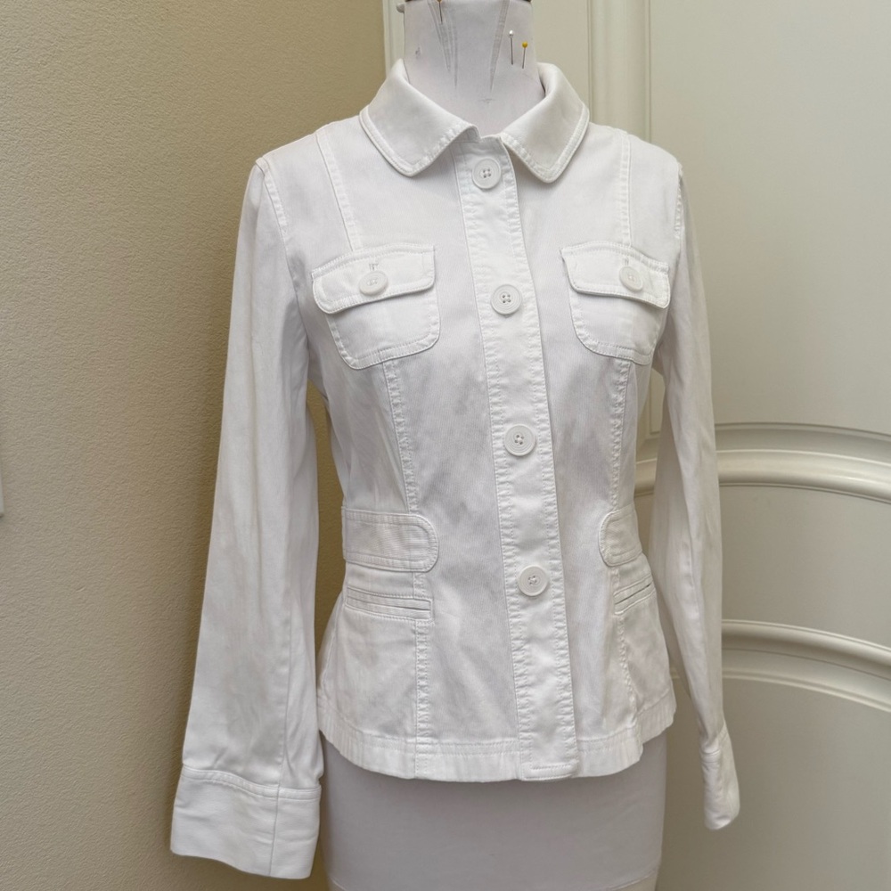Women's Loft White cotton Button-Up Jacket